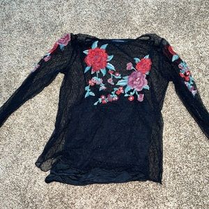 Mesh floral top, built in cami, American eagle